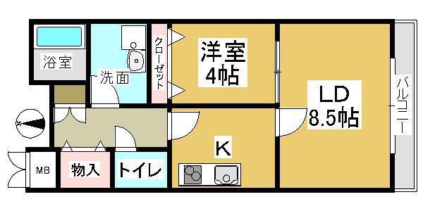サダーズ伊福町(1LDK/1階)の間取り写真