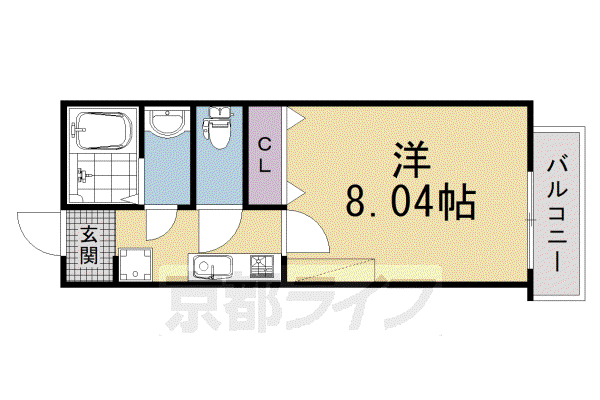 MESA VERDE 京都西大路三条(1K/2階)の間取り写真