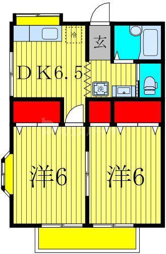 花井ガーデン(2DK/2階)の間取り写真