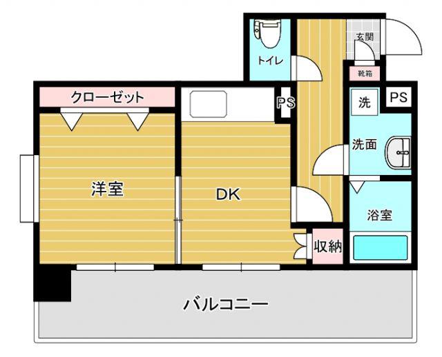 リファレンス小倉(1DK/7階)の間取り写真
