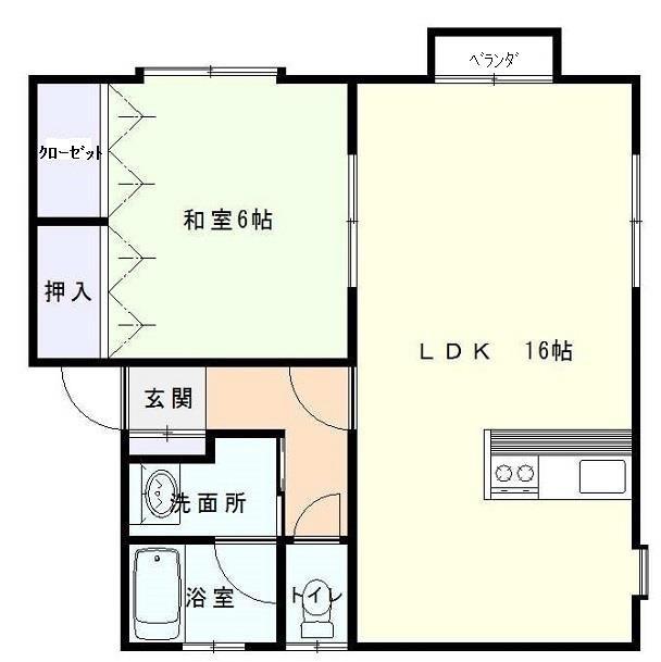 コーポ西六B(1LDK/2階)の間取り写真