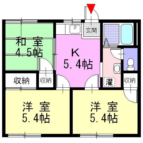 メゾン狩川(3K/2階)の間取り写真