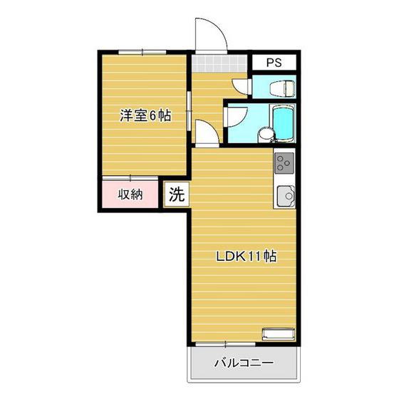 桑島ビルA(1LDK/8階)の間取り写真