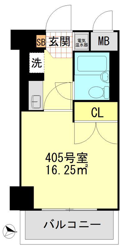 ストーク新丸子弐番館(1K/4階)の間取り写真