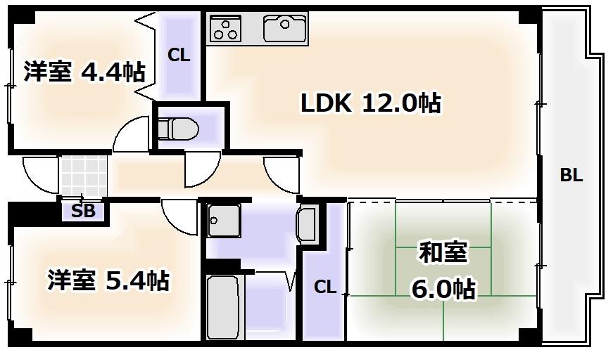 セゾンアルビレオ(3LDK/3階)の間取り写真