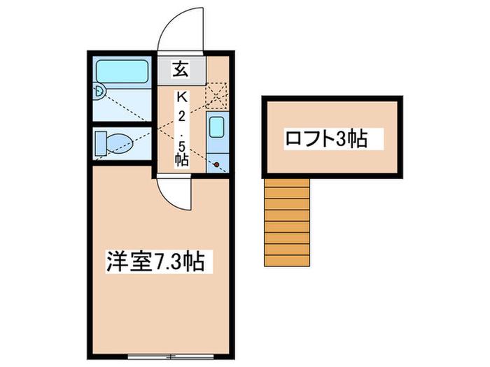 ラフェリエ相模大野(1K/2階)の間取り写真