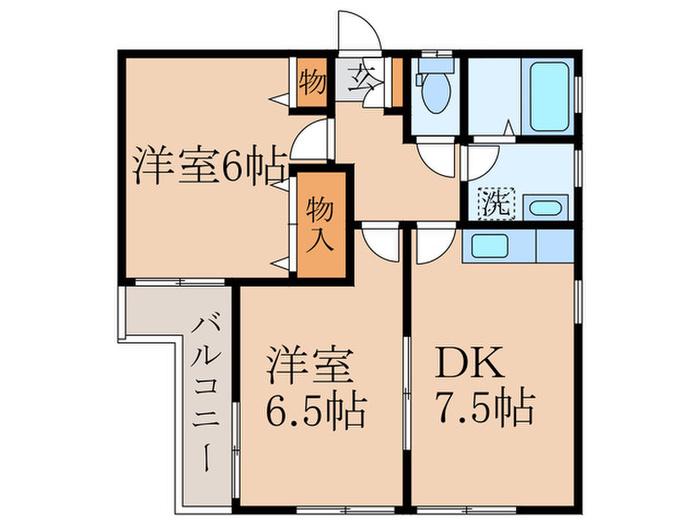 フォレストガーデン(2DK/2階)の間取り写真