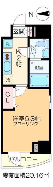 REGALIZ北千住(1K/7階)の間取り写真