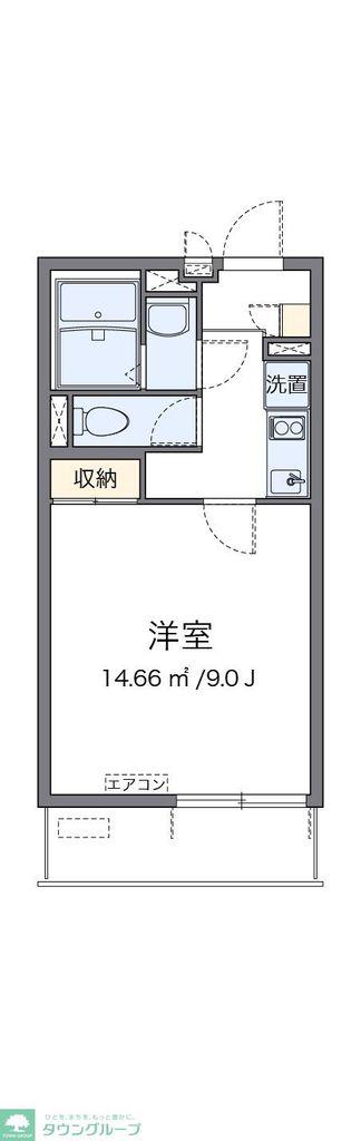 クレイノオアシスII(1K/1階)の間取り写真
