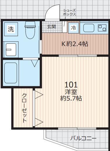 エベラ大倉山(1K/1階)の間取り写真