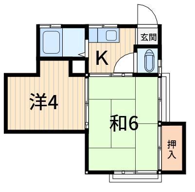 鈴木荘(2K/2階)の間取り写真