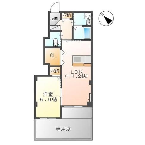 PLAGE(1LDK/1階)の間取り写真
