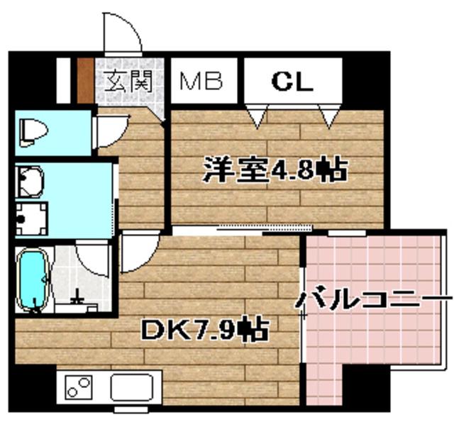 GLUCK芥川(1LDK/7階)の間取り写真
