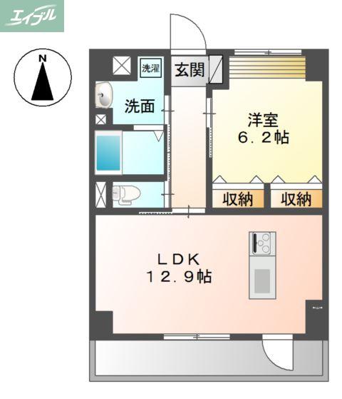アルストロメリア(1LDK/6階)の間取り写真