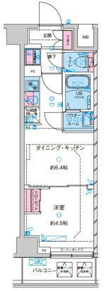 GENOVIA鐘ヶ淵(1DK/4階)の間取り写真