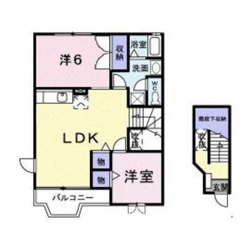 プレイスメゾン1(2LDK/2階)の間取り写真