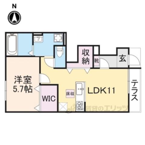 オリーブ高塚(1LDK/1階)の間取り写真