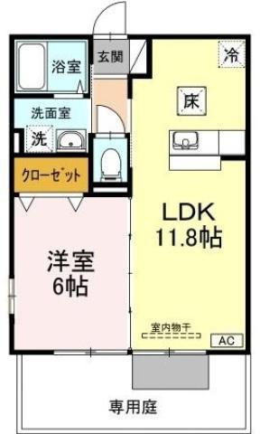 HAPPY大岡(1LDK/1階)の間取り写真