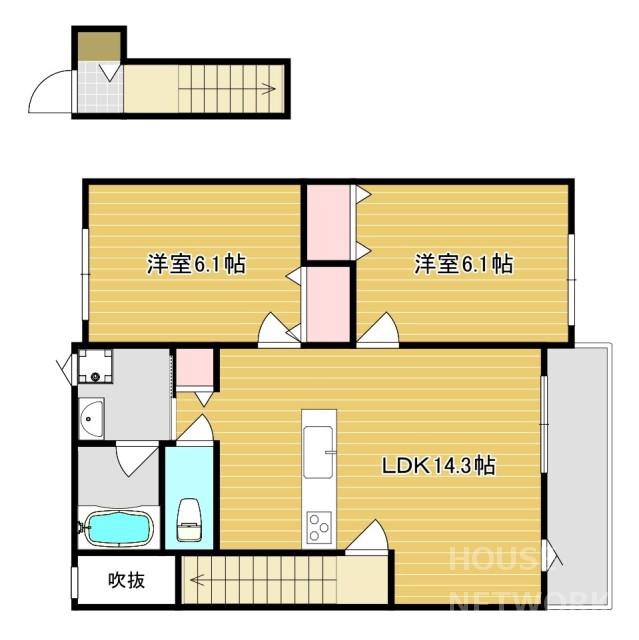 ルースプラトー(2LDK/2階)の間取り写真