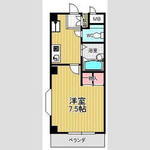 カサブランカ二村台(1K/1階)の間取り写真