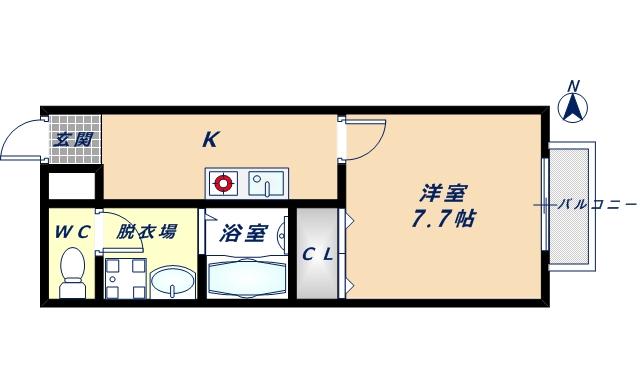 プレジール加納(1K/1階)の間取り写真