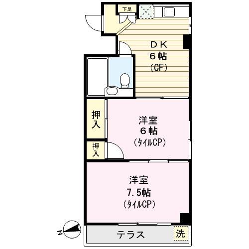 日東ハイツ(2DK/1階)の間取り写真