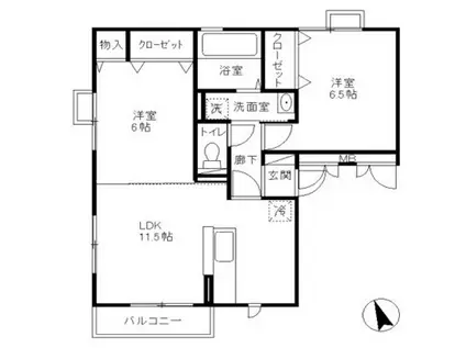 ラメール(2LDK/3階)の間取り写真