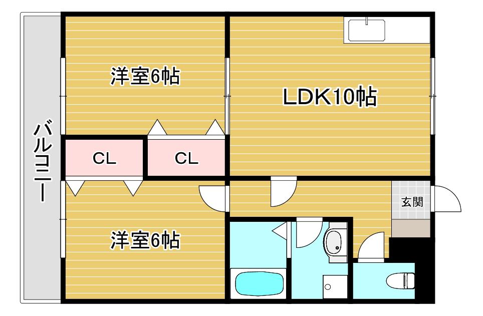 パインコート松籟通(2LDK/2階)の間取り写真