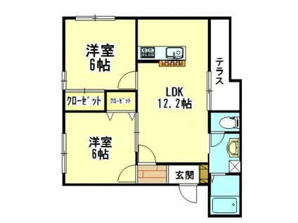 エトワール稲野(2LDK/2階)の間取り写真