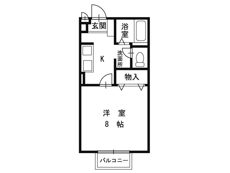 あすなろハイツ(1K/2階)の間取り写真