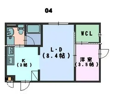 本山カルテットハウス(1LDK/3階)の間取り写真