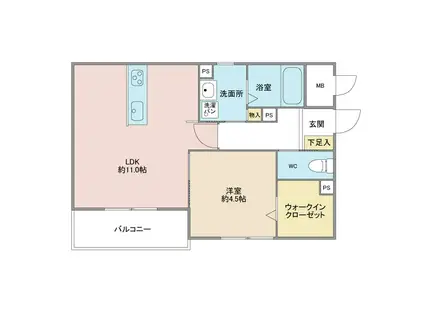 ラニカイ(1LDK/3階)の間取り写真