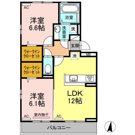 キャトルセゾン南佐古(2LDK/3階)の間取り写真
