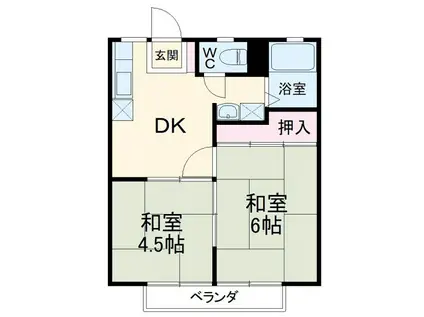 メゾン小山(2DK/2階)の間取り写真