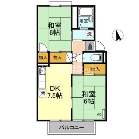 ファミールえんざ C棟(2DK/2階)の間取り写真