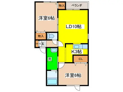 エスタミ菊地(2LDK/1階)の間取り写真