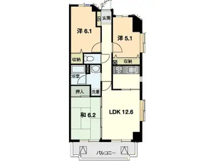 パラシオ(3LDK/9階)の間取り写真