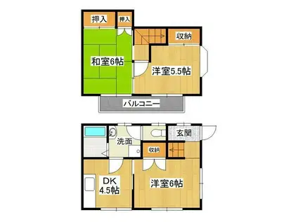 ウェンディハウスA(3DK/1階)の間取り写真