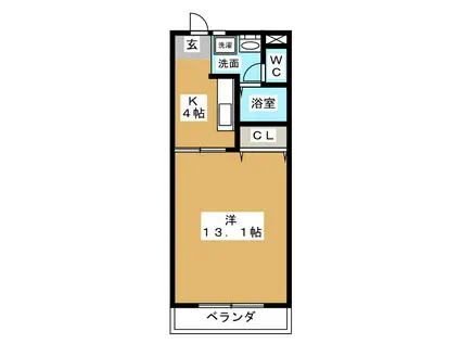 マンションベイビュー(1K/1階)の間取り写真