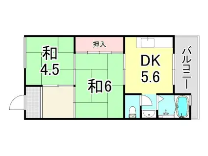 ニューグリーンマンション(2DK/3階)の間取り写真