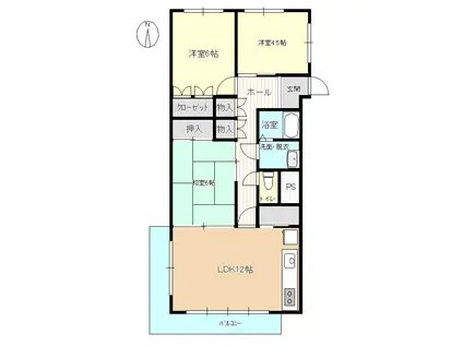 グランドハイツ白銀(3LDK/1階)の間取り写真