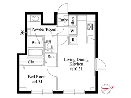 ラ・ペルラ下北沢(1LDK/2階)の間取り写真