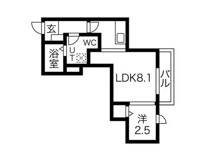 アルカンシエル北仙台(1LDK/1階)の間取り写真