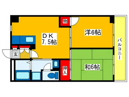 シンダナマンション(2DK/4階)の間取り写真