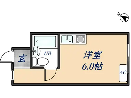 プレアール恩智II(ワンルーム/2階)の間取り写真