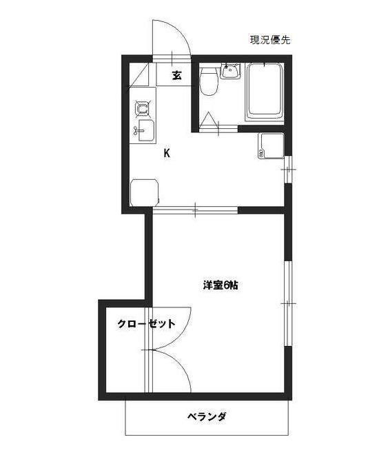 ミナトハイツ 第1(1K/2階)の間取り写真