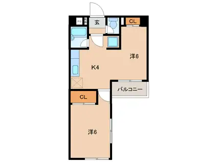 アーバンブレーム大手町(2K/3階)の間取り写真