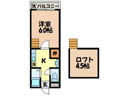 川平 インターマンション(1K/2階)の間取り写真