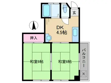 松原ビル(2DK/4階)の間取り写真