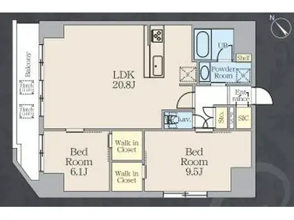 アルトヴィラ虎ノ門(2LDK/12階)の間取り写真